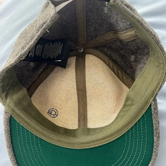 Ralph Lauren Double RL Brown Wool Hat with Gold Wings - Picture 4 of 5